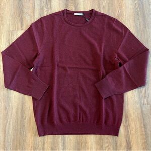 Men's Burgundy Sweater, wool cashmere blend crewneck sweater, size XL, new